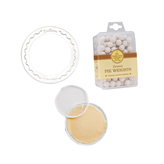 Mrs. Anderson’s Baking Pie Crust Protector Shield, Pie Weights, and Easy Crust Maker, For 9.5" and 10" Pies