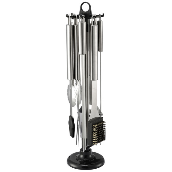 Professional Grade Barbecue Grill Tools with Storage Carousel, Set of 10