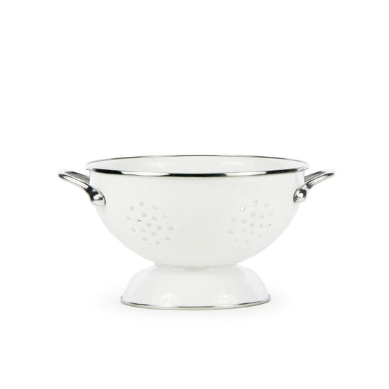 Solid White Enamelware Collection 1.5 Quart Colander