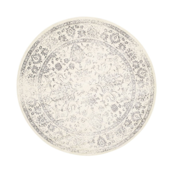 Adirondack Ivory and Silver 8' x 8' Round Area Rug