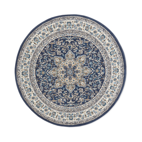 Haven Hav09 Navy and Ivory 7'10" x 7'10" Round Rug