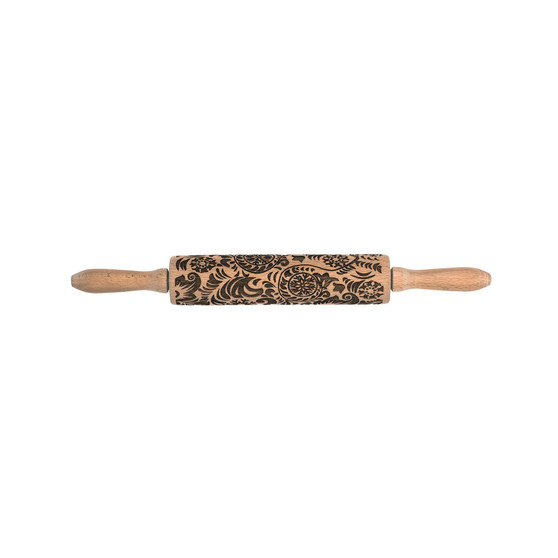 Paisley Design Embossing Rolling Pin European Beechwood