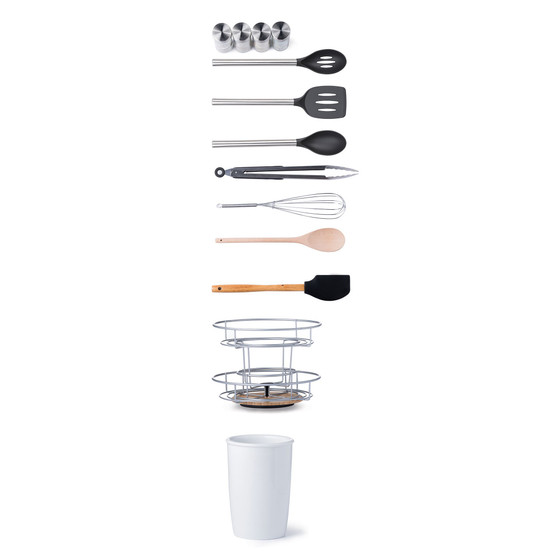 Revolving Filled Spice Rack and Tool Crock, 33 Piece