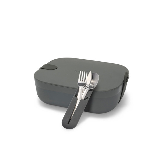 2 Lunch Box + Utensil Set - Charcoal
