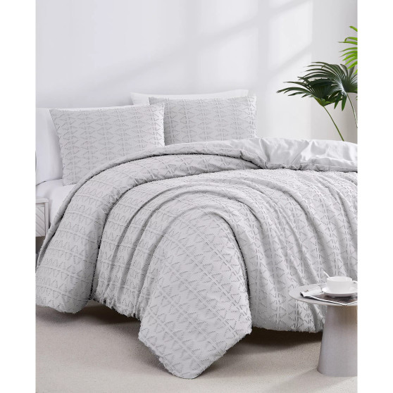 Dhara 3 Piece Textured Duvet Cover and Sham Set, Full/Queen