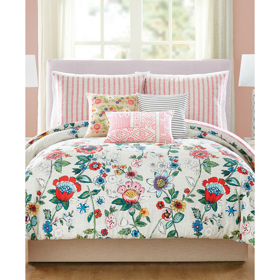 Coral Floral 3-Pc. Full/Queen Comforter Set