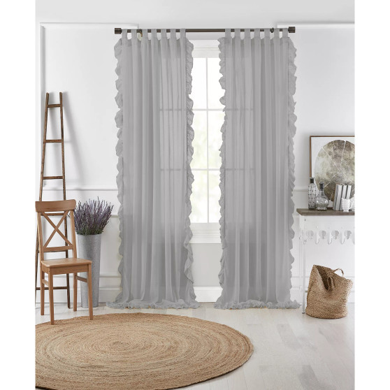 Bella 52" x 84" Sheer Ruffle Curtain Panel