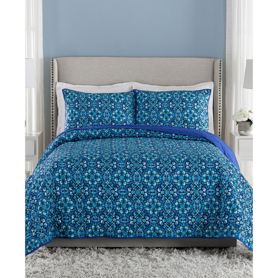 Micah Medallion 3 Piece Quilt Set, Full/Queen