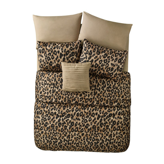 Cheetah Reversible Bed in a Bag 8 Piece Comforter Set, Twin XL