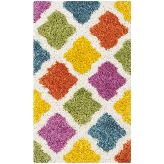 Shag Kids Ivory and Multi 3' x 5' Area Rug