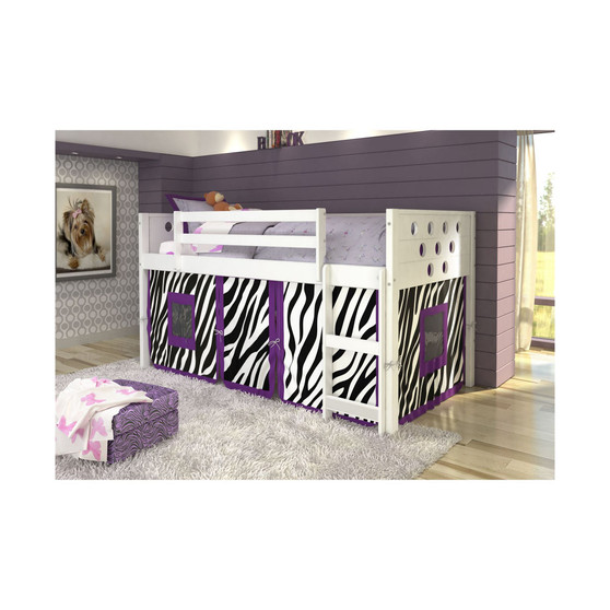 Twin Circles Low Loft Bed with Zebra Tent