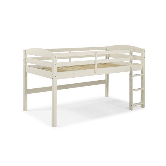 Solid Wood Low Loft Twin Bed - White