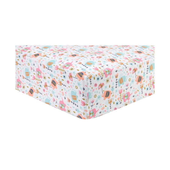 Playful Elephants Flannel Crib Sheet