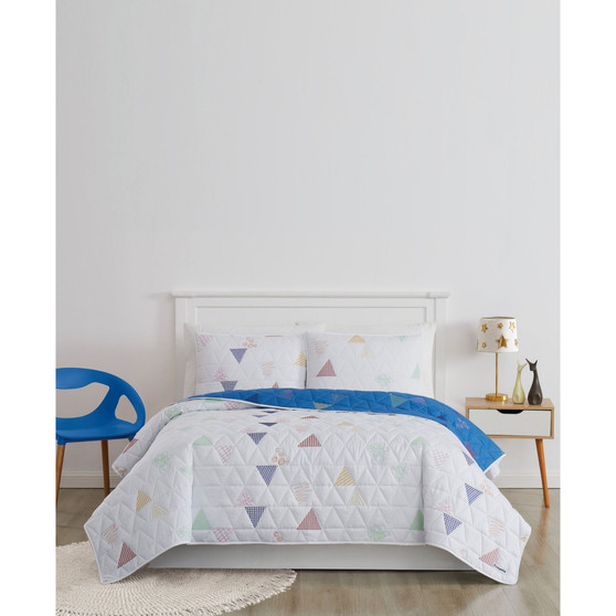 Triangle Embroidered 2 Piece Quilt Set, Twin