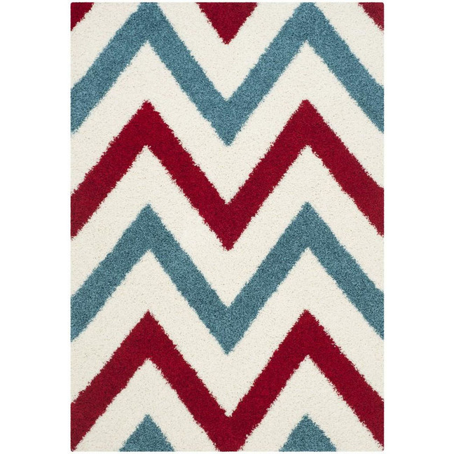 Shag Kids Ivory and Red 5'3" x 7'6" Area Rug