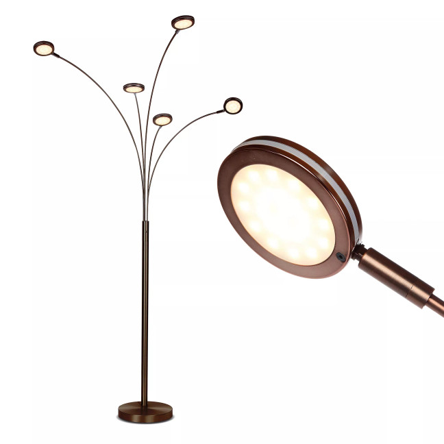 Orion LED Modern Tree Arc Floor Lamp with 5 Adjustable Arc Arms