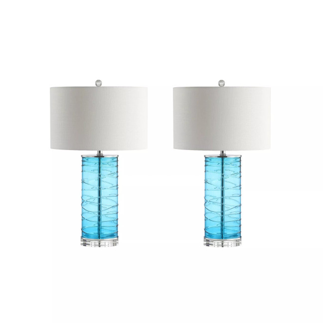 Cole 27.5" Modern Fused Glass Cylinder LED Table Lamp - Set of 2