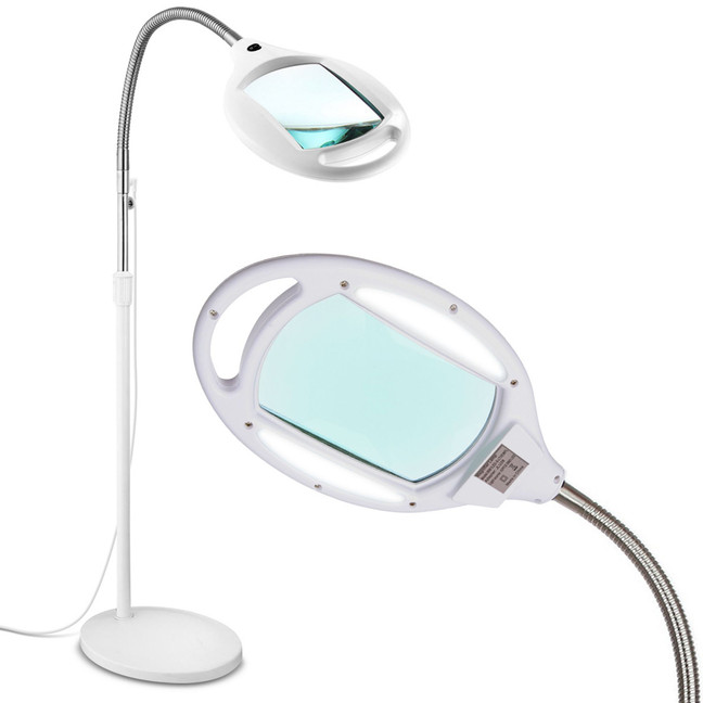 Lightview Pro LED Gooseneck Standing Magnifier Floor Lamp - (1.75x) 3 Diopter