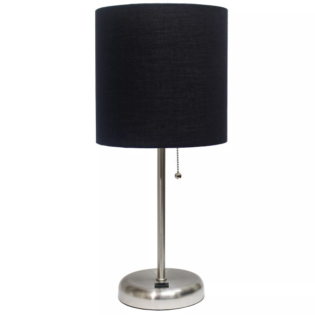 Lime Lights Stick Lamp with USB charging port and Fabric Shade