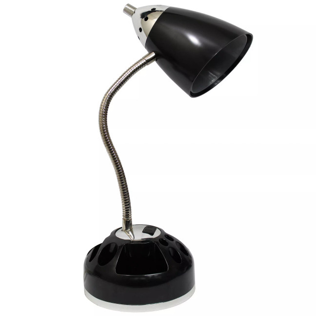 Limelight's Flossy Organizer Desk Lamp with Charging Outlet Lazy Susan Base