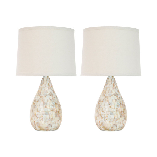 Set of 2 Lauralie Ivory Capiz Shell Lamps