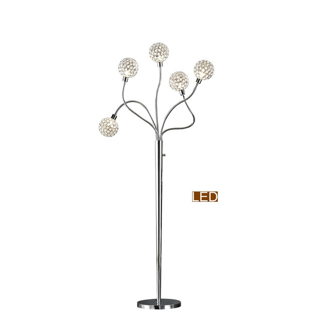 Soho 65" H LED Modern 5-Light Crystal Balls Floor Lamp with Dimmer