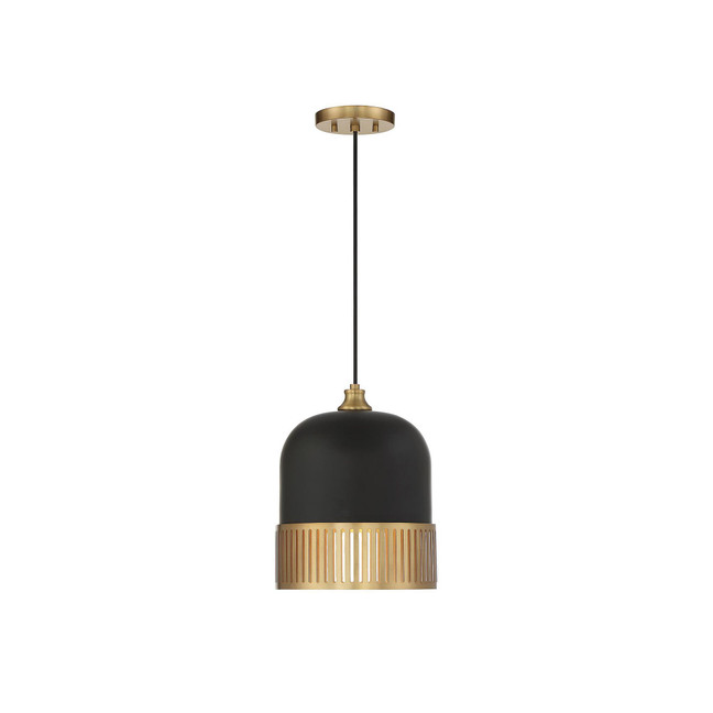 Eclipse 1-Light Pendant in Matte Black with Warm Brass Accents