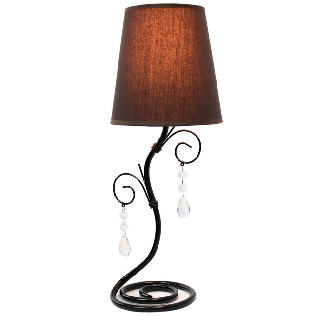 Simple Designs Twisted Vine Table Lamp with Fabric Shade and Hanging Crystals