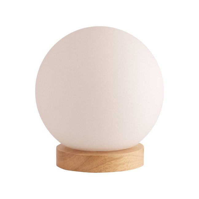 Light Accents Round Table Lamp Natural Wooden Base With Glass Shade