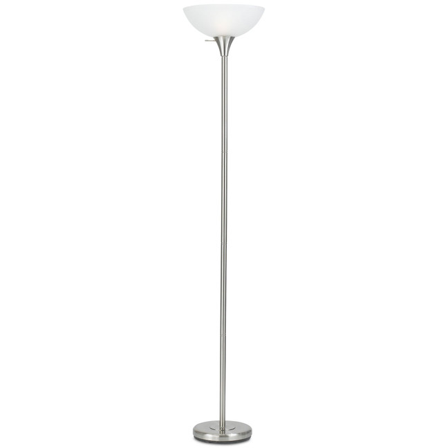 3-Way Metal Torchiere Lamp with Glass Shade
