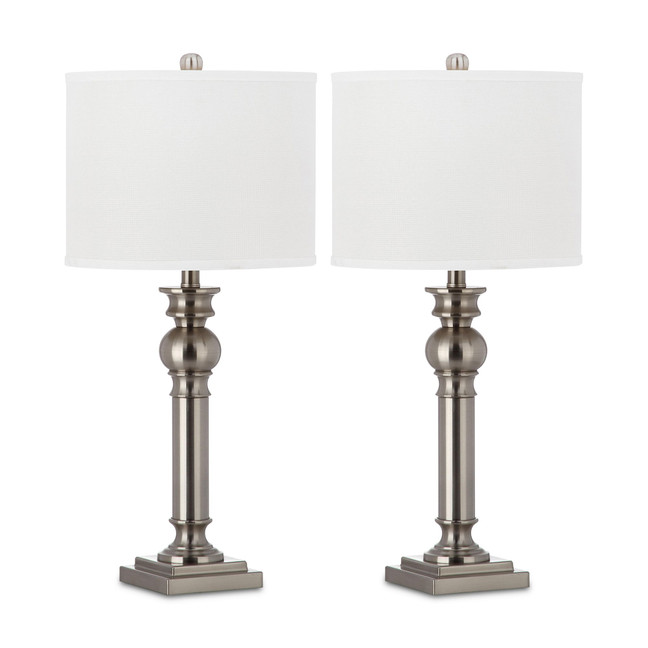 Set of 2 Argos Column Platinum-Tone Table Lamps