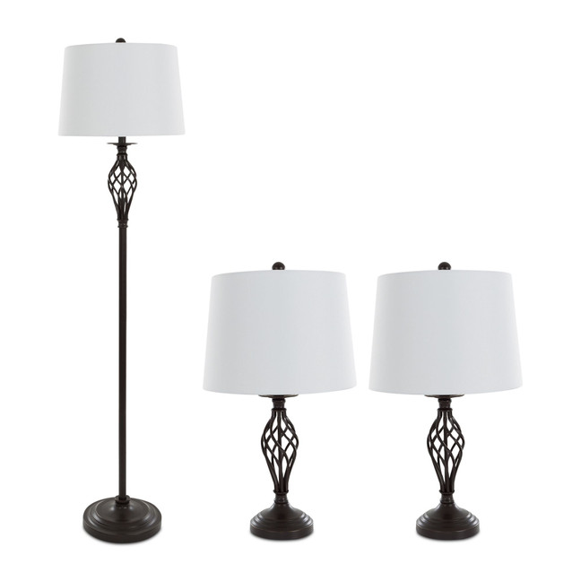 Set of 3 Cage Lamp Set, 60" x 15" x 15"