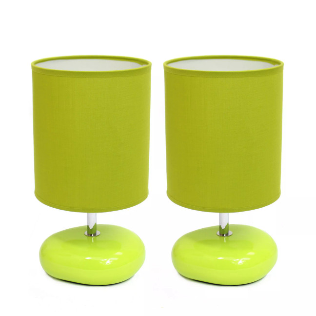Simple Designs Stonies Small Stone Look Table Bedside Lamp 2 Pack Set