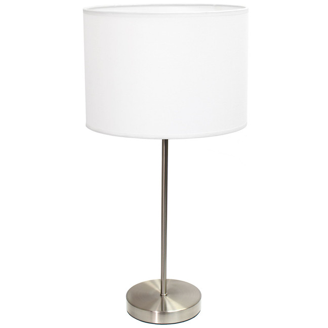 Brushed Nickel Stick Lamp with Fabric Shade