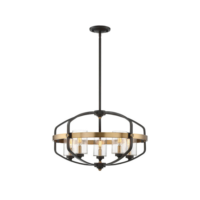 Kirkland 5-Light Pendant in English Bronze and Warm Brass