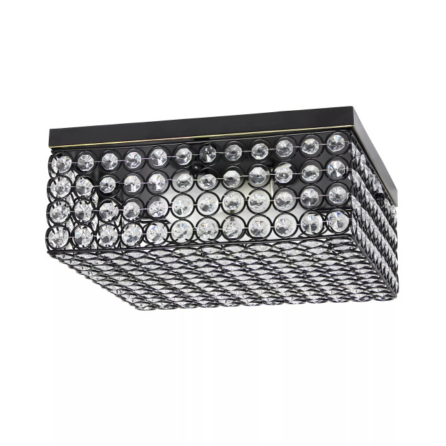 Elegant Designs Elipse Crystal 2 Light Square Ceiling Flush Mount