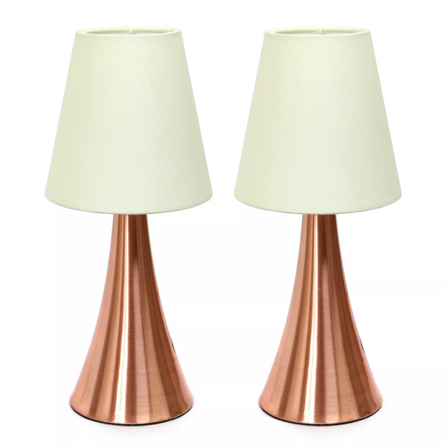 Simple Designs Valencia 2  Pack Mini Touch Table Lamp Set with Fabric Shades