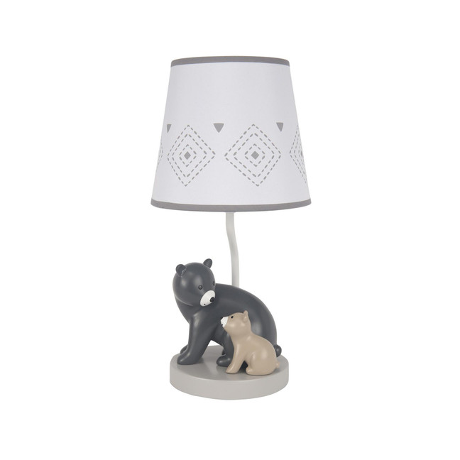 Woodland Forest Gray Bears Nursery Lamp with Shade & Bulb