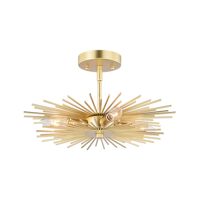 Nikko Gold-Tone Mid-Century Modern Sputnik Ceiling Light