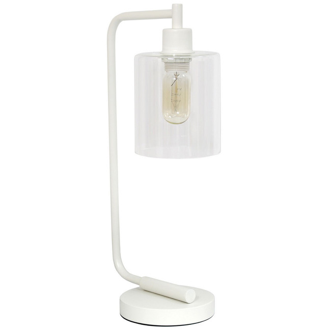 Simple Designs Bronson Antique Style Industrial Iron Lantern Desk Lamp with Glass Shade