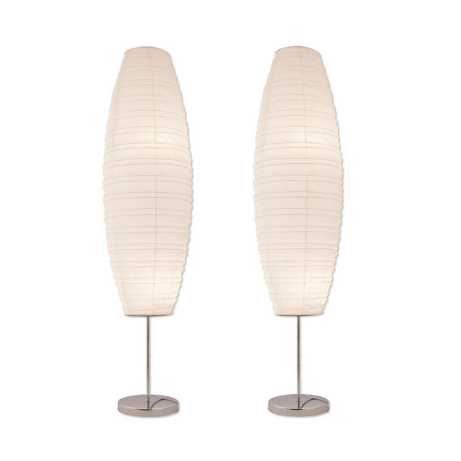 Diploma Chrome Floor Lamp With Paper Shade (2-Pack)
