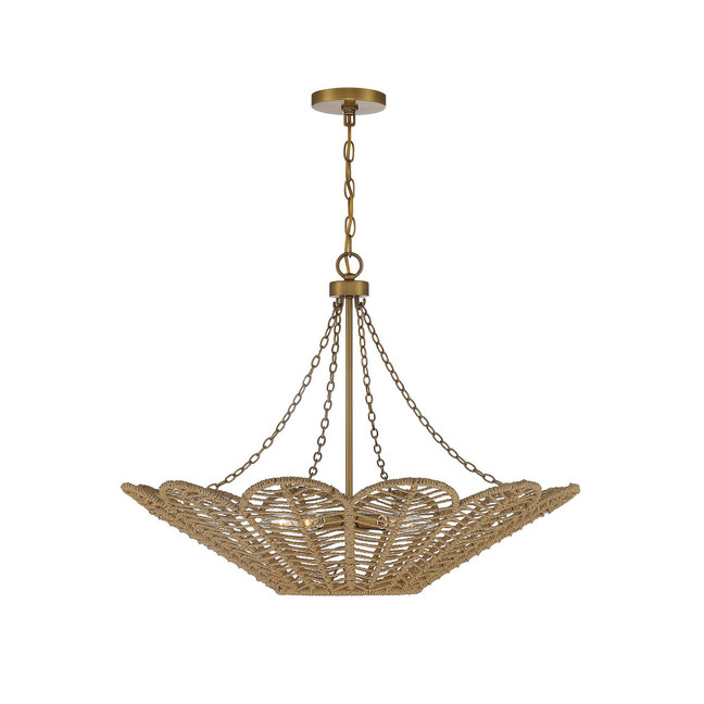 Cyperas 5-Light Pendant in Warm Brass and Rope