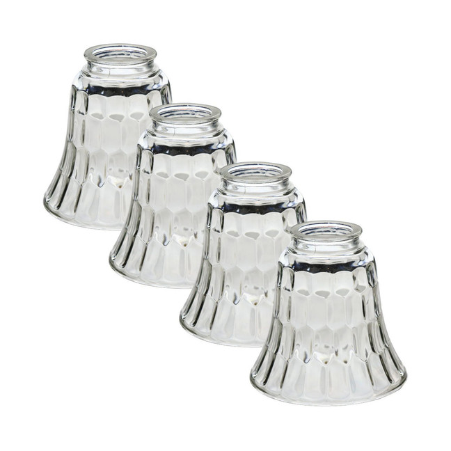 Ceiling Fan Light Covers - Clear Wave Glass Shade Lamp Replacement Kit for Ceiling Fan Light Kits. Perfect for illuminating your home with clear glass shade easy installation By (4-Pack)