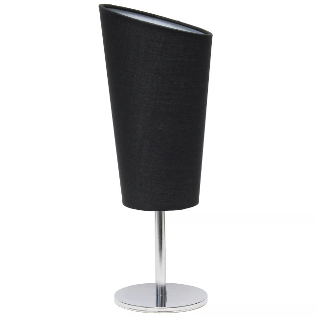 Mini Chrome Table Lamp with Angled Fabric Shade