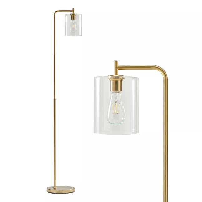 Elizabeth LED Contemporary Floor Lamp with Glass Shade & Edison Bulb