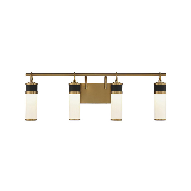 Abel 4-Light LED Bathroom Vanity Light in Matte Black with Warm Brass Accents
