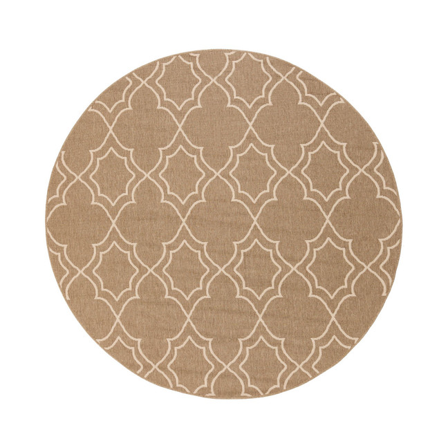 Alfresco ALF-9587 Camel 8'9" Round Area Rug, Indoor/Outdoor