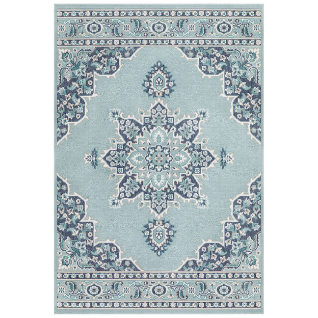 Alfresco ALF-9687 Aqua 7'6" x 10'9" Area Rug, Indoor/Outdoor