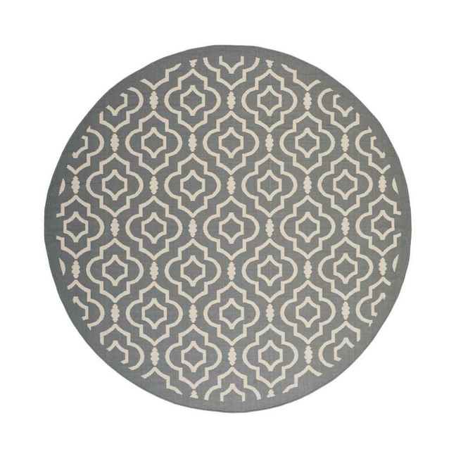 Courtyard Anthracite and Beige 7'10" x 7'10" Sisal Weave Round Outdoor Area Rug