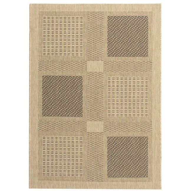 Courtyard Sand and Black 2' x 3'7" Outdoor Area Rug